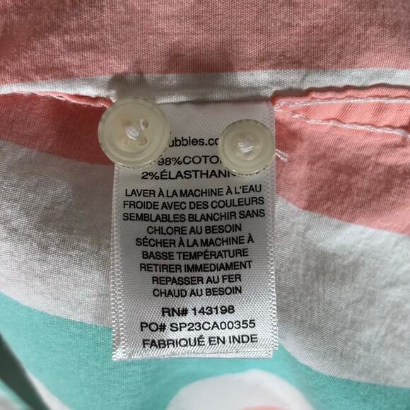 Chubbies Vertical Striped Shirt Size Medium Blue Pink Green Cotton Stretch - Picture 3 of 5